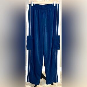 Men's Nike Adjustable Waist Athletic Track Pants, Navy Blue/White, Large L